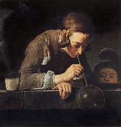 Jean Baptiste Simeon Chardin Boy Blowing Bubbles painting